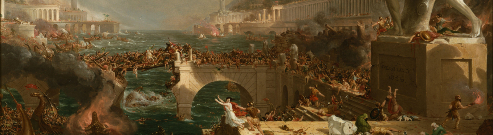 Der amerikanische Maler Thomas Cole stellte das Gemälde "The Course of Empire: Destruction" 1836 fertig. Heute befindet es sich in Besitz der New York Historical Society.
