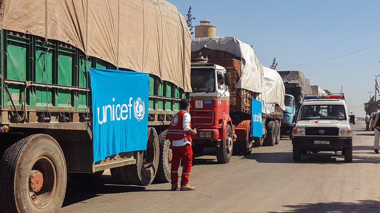 Hilfskonvoi der Uno vor dem Start