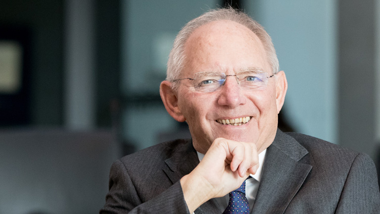 Bundesfinanzminister Wolfgang Schäuble lacht