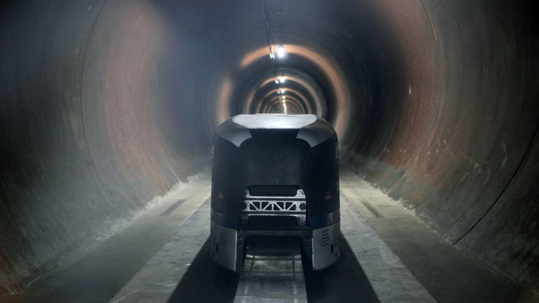 Ein Hyperloop-Testmodell im Tunnel