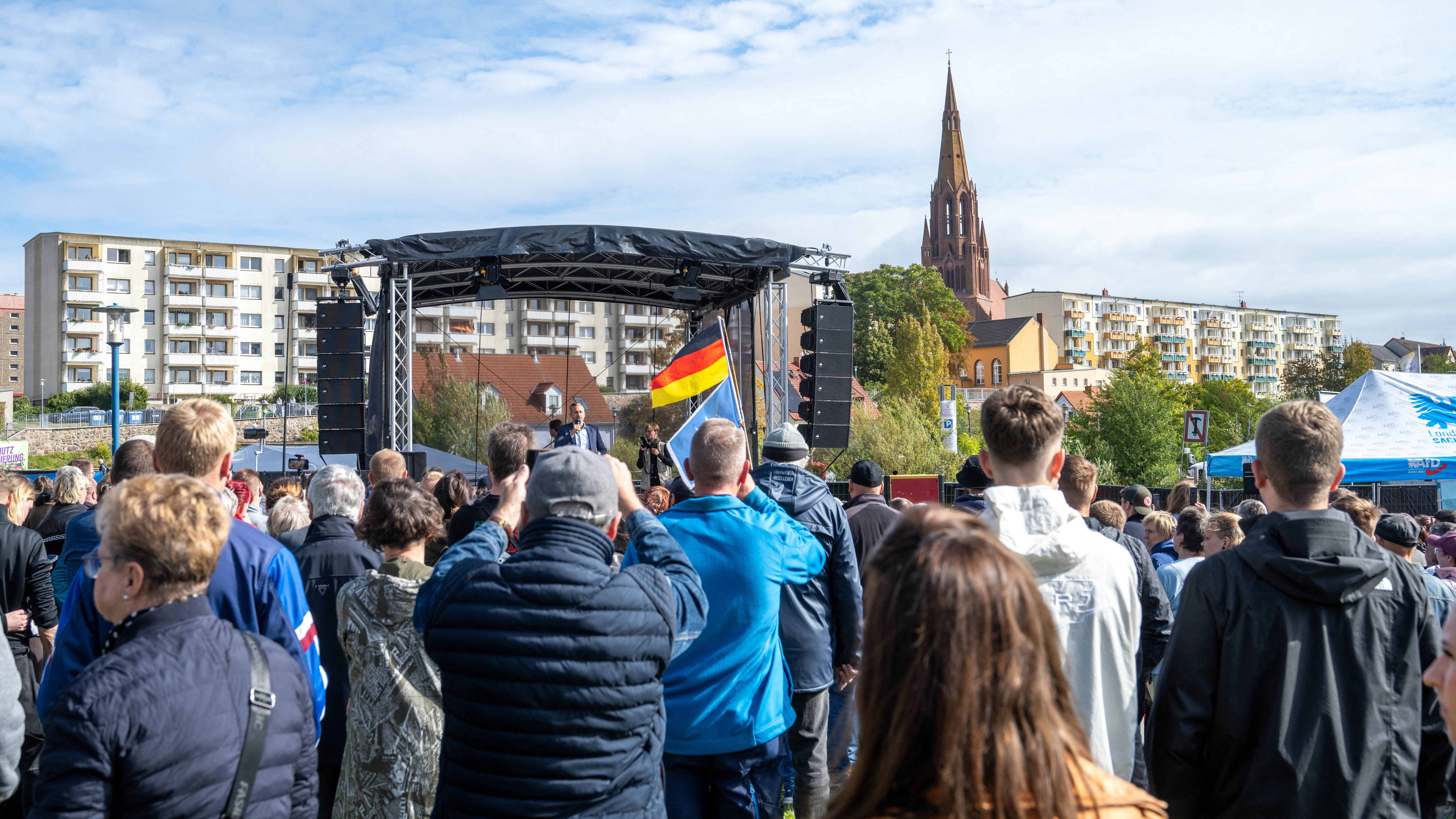 Ulrich Siegmund (AfD), Wahlsieger aus Sachsen-Anhalt, spricht am 19.09.2026 bei der Wahlkampfveranstaltung der AfD Mecklenburg-Vorpommern.