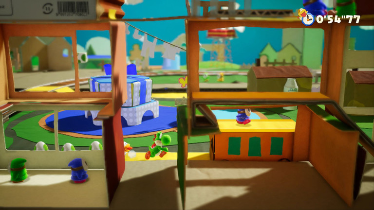 Eine Szene aus dem Spiel "Yoshi's Crafted World".