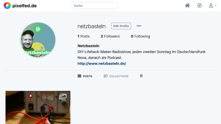 Auch einen Instagram-Klon gibts im Fediverse - Pixelfed. Der Netzbastel-Account auf pixelfed.de hat aber noch zu wenig Follower