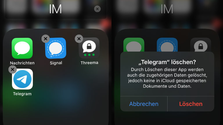 Bei Whatsapp war Moritz ohnehin nie, aber wird jetzt auch Telegram von seinem Handy entfernen