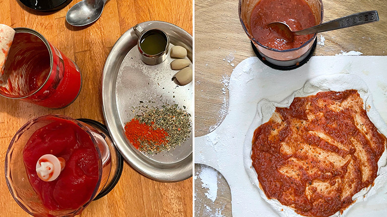 Tomatenbelag für eine selbstgemachte Tiefkühlpizza