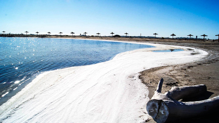 Der Strand des Lago Epecuén.