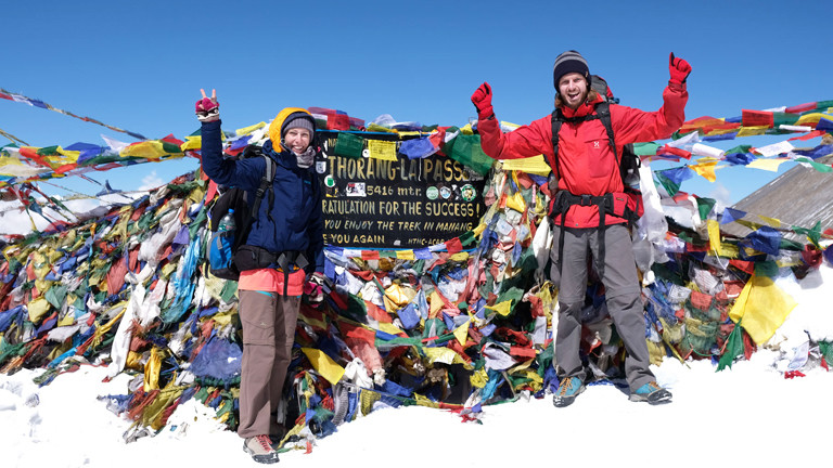Leo und Sebastian auf dem Thorung La Pass 5416 Metern hoch