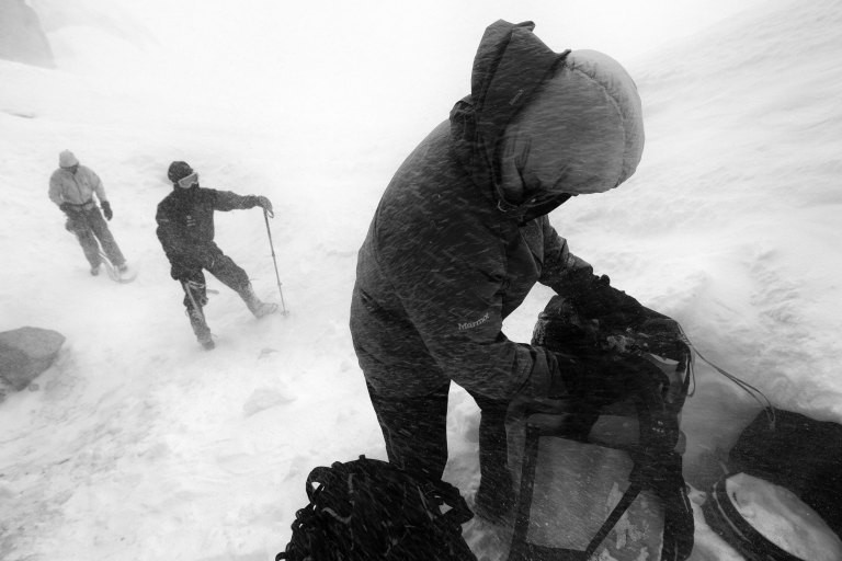 Bergsteiger im Schnee