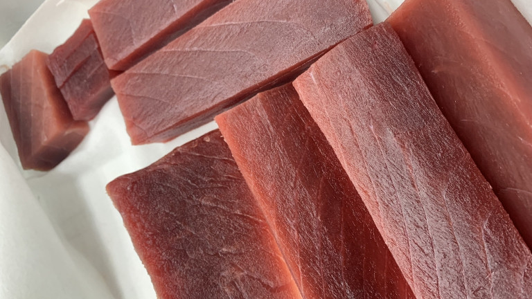 Feinste Fasern: roher Thunfisch