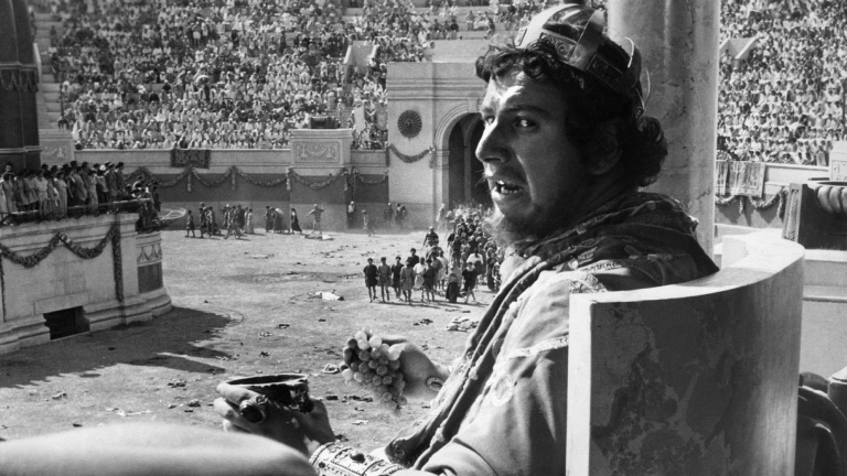 Kaiser Nero, gespielt von Peter Ustinov in Mervyn Leroys Film "Quo Vadis" aus dem Jahr 1951.