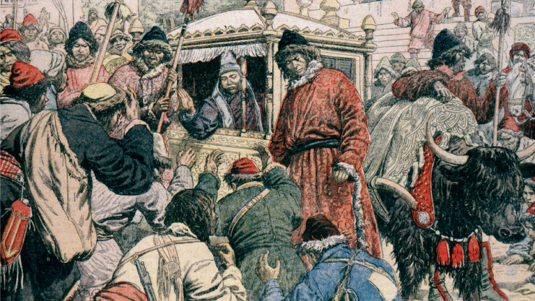 Die Flucht des Dalai Lama vor den britischen Truppen im Jahr 1904