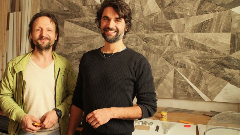 Das zweite Expertenteam. Architekt Flo Böhm und Betonkünstler Michael Villanueva.
