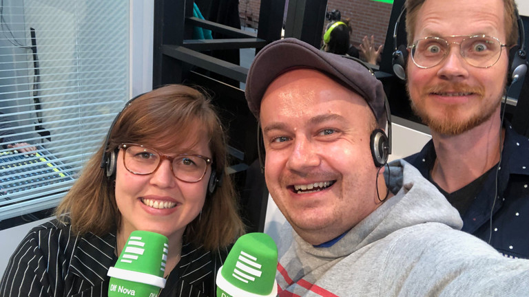 Maria Lorenz, Daniel Fiene (Mitte) und Herr Pähler - live auf der re:publica