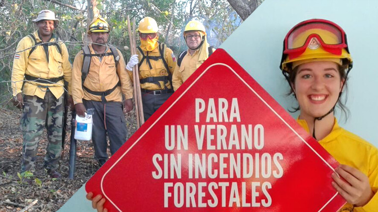 Lilian Chamai mit Feuerwehrleuten in Costa Rica