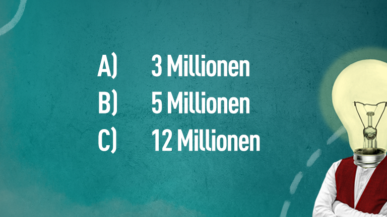 A) 3 Millionen, B) 5 Millionen, C) 12 Millionen