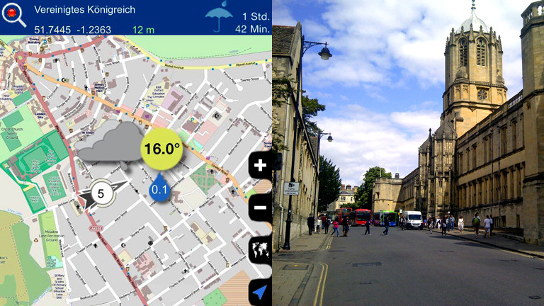 Wetter Apps im Test: Oxford bewölkt und regnerisch, in Wirklichkeit ist es recht heiter in der Universitätsstadt.
