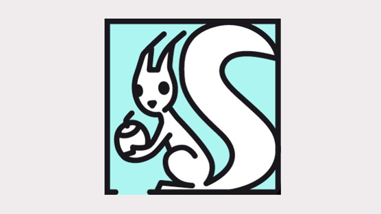 Logo für das Projekt "Speichern unter", ein Eichhörnchen hält eine Nuss in den Händen.