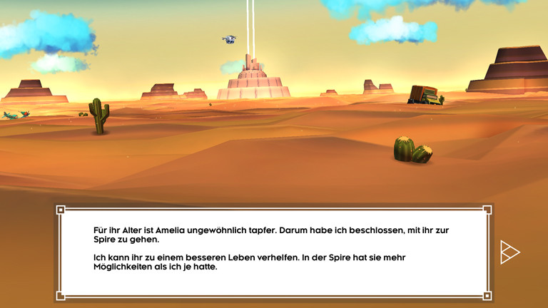 Eine Szene aus dem Tablet-Spiel "Cloud Chasers - Journey of Hope".