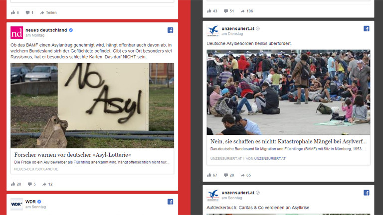 Screenshot der Seite Farblosbunt zum Suchbegriff "Asyl".