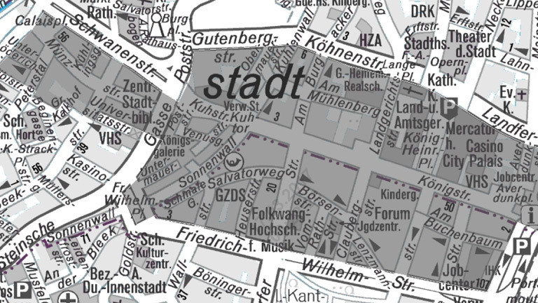 Plan der Stadt Duisburg.