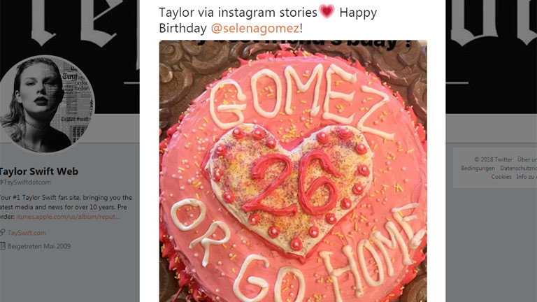 Sängerin Taylor Swift gratuliert Selena
