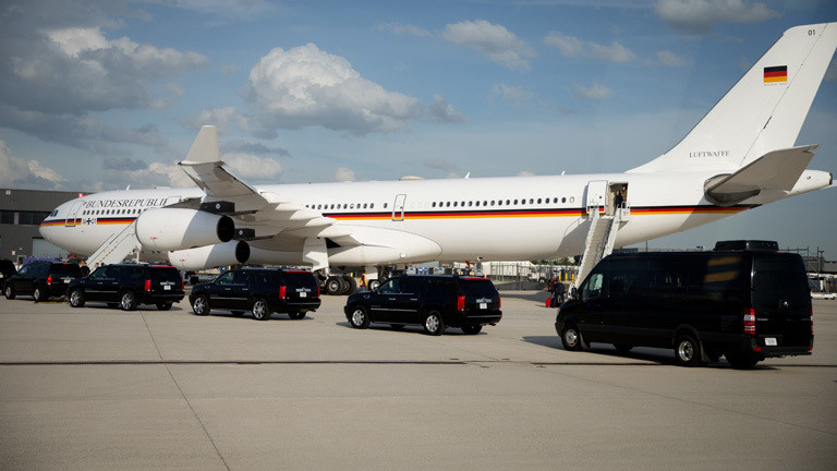 Die Kanzlermaschine Airbus A340, von Angela Merkel.