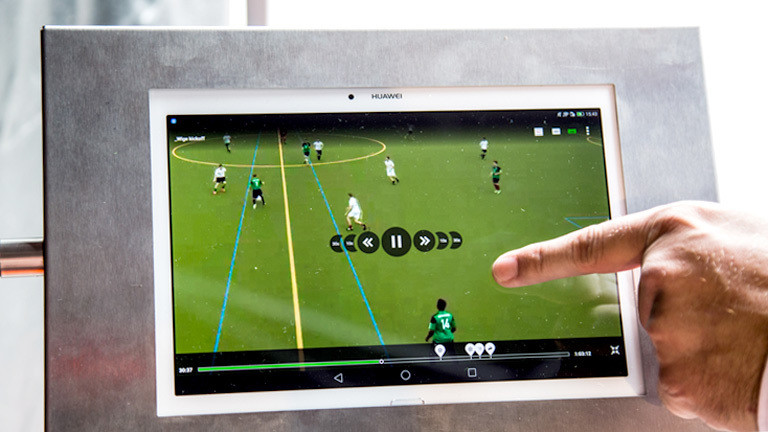 Ansicht Tablett, Fußball-Video mit Menüführung