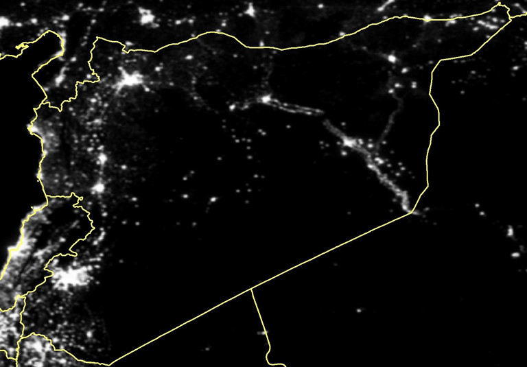 Satellitenaufnahme von Syrien bei Nacht
