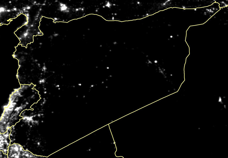 Satellitenaufnahme von Syrien bei Nacht