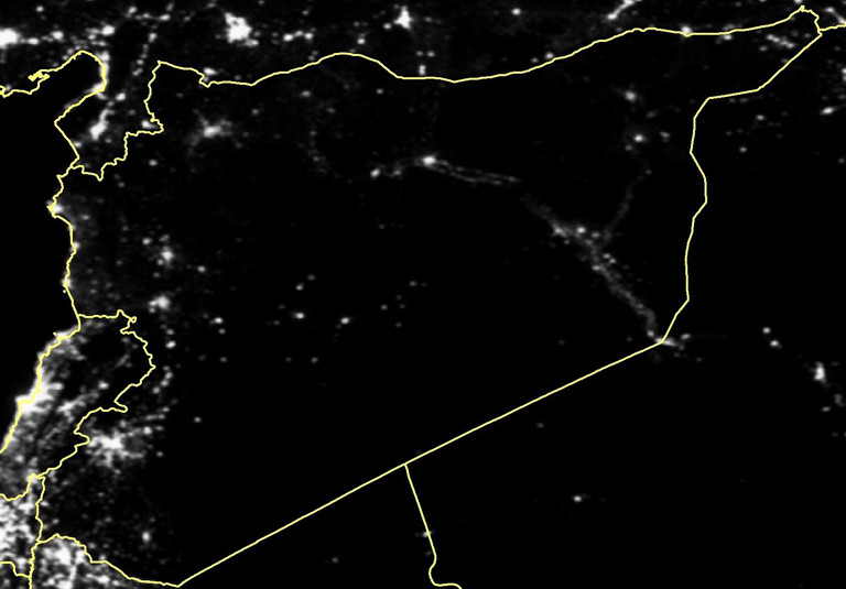 Satellitenaufnahme von Syrien bei Nacht