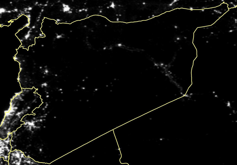Satellitenaufnahme von Syrien bei Nacht