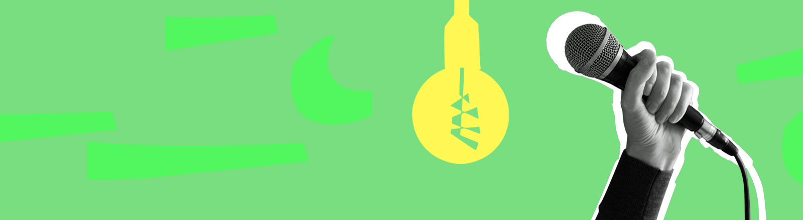 Ein Hintergrund und eine Hand mit Mikro