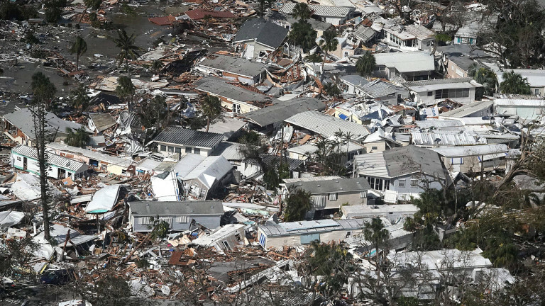 Aerial photo of damage in the aftermath of Hurricane Ian on Thursday, Sept. 29, 2022, in Fort Myers, Florida.