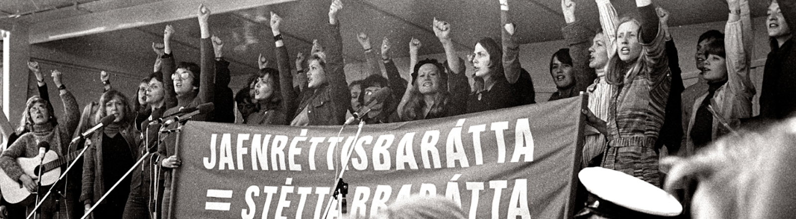 Demonstrierende Frauen am 24. Oktober 1975 in Reykjavík, Island