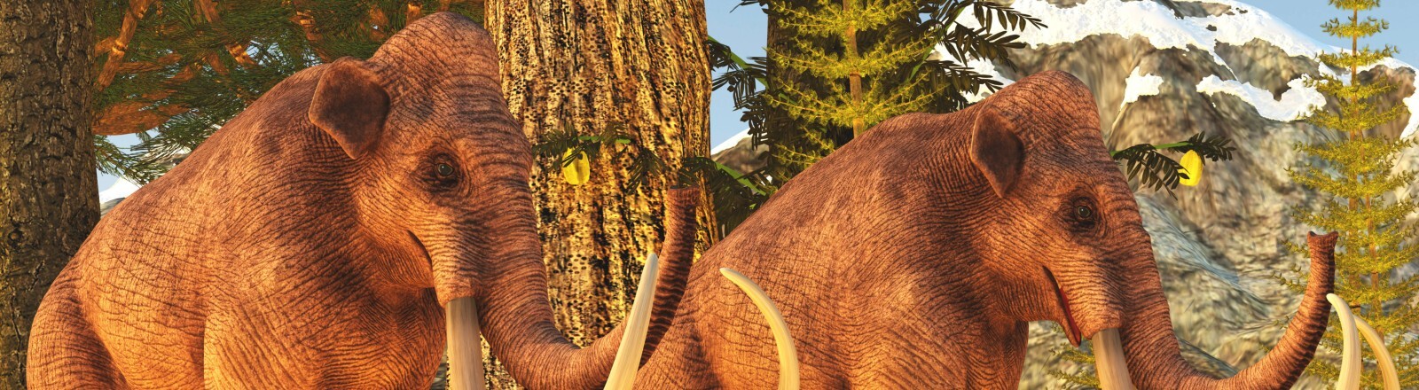 Ein Paar kolumbianischer Mammuts während des Pleistozäns in Nordamerika.