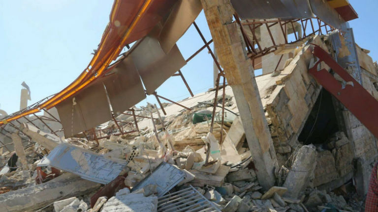 Die Überreste eines zerbombten Hauses.