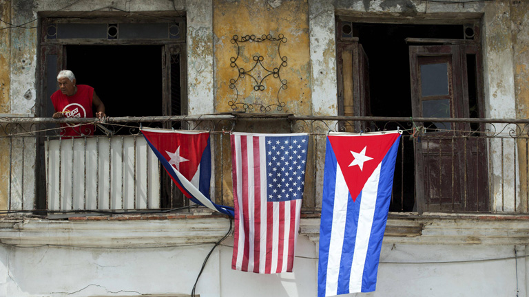 Flaggen zum Kuba-Besuch von US-Präsident Obama (20.03.16)