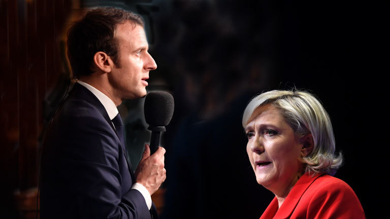 Die beiden Kandidaten für die Präsidentschaftswahl in Frankreich: Emmanuel Macron und Marine Le Pen.