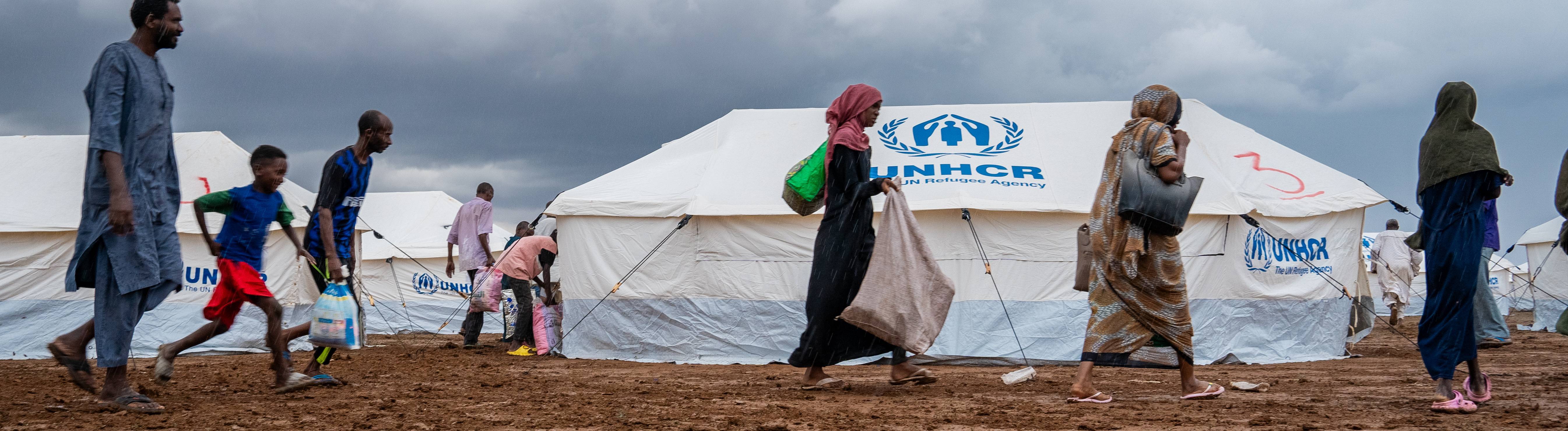 Ein Flüchtlingscamp des UNHCR mit Geflüchteten aus dem Sudan