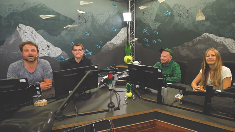 Paulus Müller, Klaas Reese, Moritz Metz und Anna Kohn im Deutschlandfunk Nova Studio