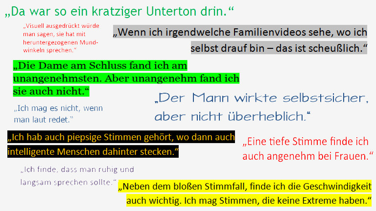 Reaktionen auf verschiedene Stimmen.