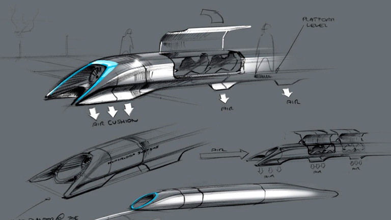 Skizze einer Hyperloop-Kapsel.