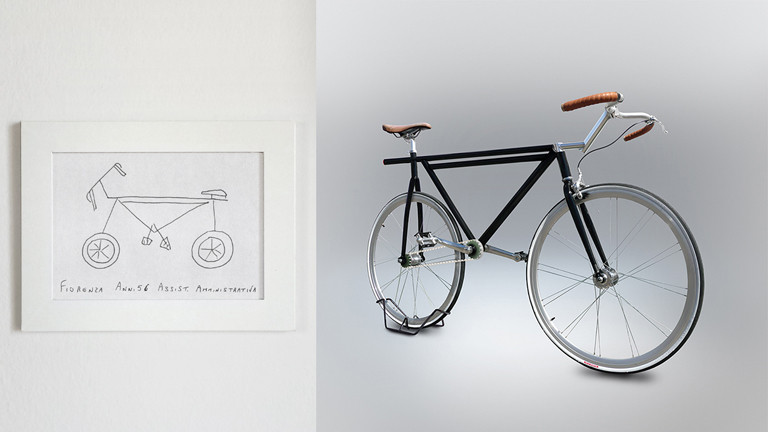 Ein Fahrrad designed nach einer Zeichnung