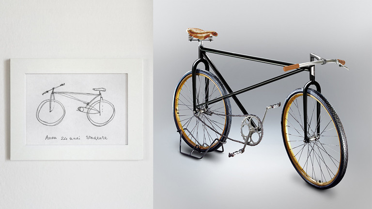 Ein Fahrrad designed nach einer Zeichnung
