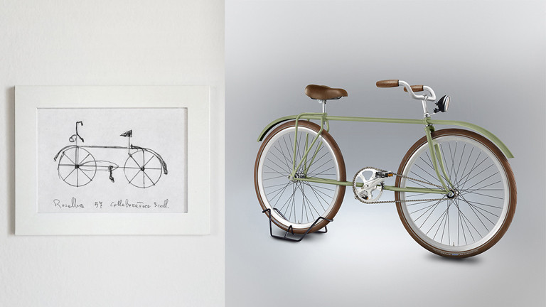 Ein Fahrrad designed nach einer Zeichnung