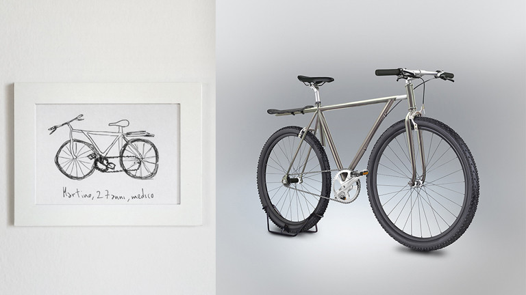 Ein Fahrrad designed nach einer Zeichnung