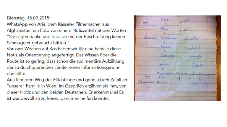 Auf einem Zettel stehen ein paar Ländernamen