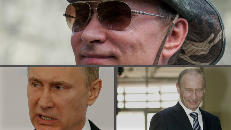 Verschiedene Bilder, die Wladimir Putin zeigen.