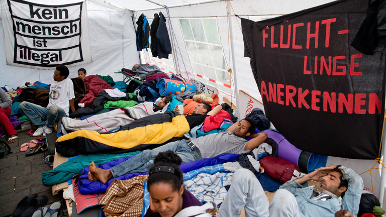 Flüchtlinge beim Hungerstreik in Nürnberg.