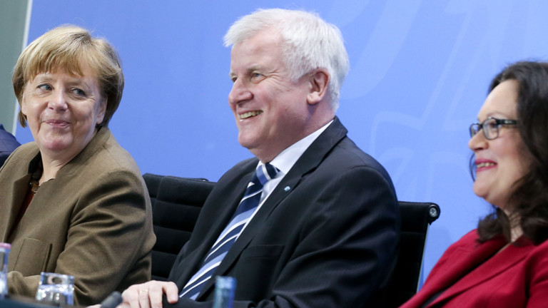 Bundeskanzlerin Angela Merkel, Horst Seehofer und Andrea Nahles